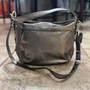 EUC COACH Zoe Gunmetal Gray Leather Convertible Handbag Crossbody Purse